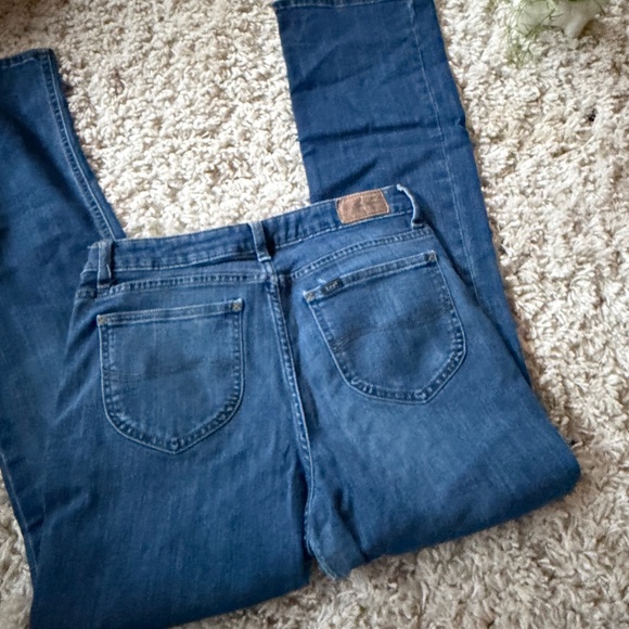 Chic Just USA Denim Flare dark wash vintage denim y2k Jeans in Blue jeans with a - Picture 3 of 11